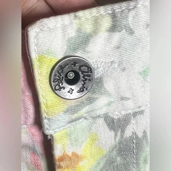 Alice + Olivia Jeans skinny White Pink Floral Denim Size 12 - Picture 5 of 9